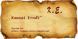 Kassai Ernő névjegykártya